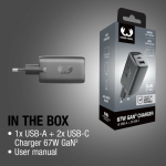Chargeur rapide avec triple port 1 USB-A et 2 USB-C Fresh'n Rebel 67 W couleur gris foncé