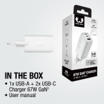 Chargeur rapide avec triple port 1 USB-A et 2 USB-C Fresh'n Rebel 67 W couleur gris clair