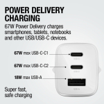 Chargeur rapide avec triple port 1 USB-A et 2 USB-C Fresh'n Rebel 67 W couleur gris clair septième vue