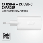Chargeur rapide avec triple port 1 USB-A et 2 USB-C Fresh'n Rebel 67 W couleur gris clair neuvième vue