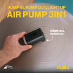 Pompe à air sans fil rechargeable USB-C 3 en 1 avec lumière couleur noir quatrière vue