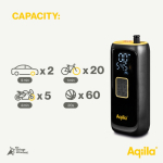 Compresseur portable à gonflage rapide avec lampe et batterie 4000 mAh couleur noir cinquième vue