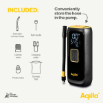 Compresseur portable à gonflage rapide avec lampe et batterie 4000 mAh couleur noir septième vue