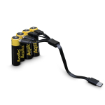 Pack de 4 piles AA rechargeables avec connexion USB-C de 2 000 mAh couleur noir quatrière vue
