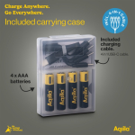 Lot de 4 piles AAA rechargeables avec connexion USB-C de 600 mAh couleur noir cinquième vue