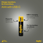 Lot de 4 piles AAA rechargeables avec connexion USB-C de 600 mAh couleur noir sixième vue