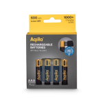 Lot de 4 piles AAA rechargeables avec connexion USB-C de 600 mAh couleur noir septième vue