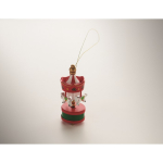 Décoration de Noël en bois en forme de carrousel à accrocher au sapin couleur rouge deuxième vue photographique