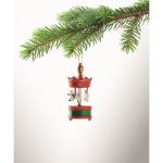 Décoration de Noël en bois en forme de carrousel à accrocher au sapin couleur rouge troisième vue photographique