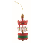 Décoration de Noël en bois en forme de carrousel à accrocher au sapin couleur rouge cinquième vue