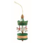 Décoration de Noël en bois en forme de carrousel à accrocher au sapin couleur vert cinquième vue