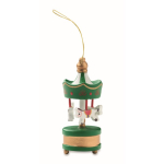 Décoration de Noël en bois en forme de carrousel à accrocher au sapin couleur vert sixième vue
