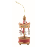 Décoration de Noël en bois en forme de carrousel à accrocher au sapin couleur doré sixième vue