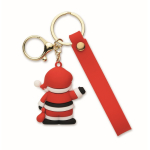 Porte-clés en plastique avec figurine de Père Noël et anneau couleur rouge deuxième vue