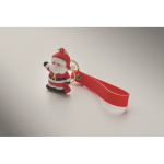 Porte-clés en plastique avec figurine de Père Noël et anneau couleur rouge troisième vue photographique