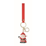 Porte-clés en plastique avec figurine de Père Noël et anneau couleur rouge quatrième vue