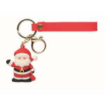 Porte-clés en plastique avec figurine de Père Noël et anneau couleur rouge sixième vue