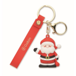 Porte-clés en plastique avec figurine de Père Noël et anneau couleur rouge vue principale