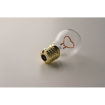 Ampoule LED avec filament en forme de cœur, fonctionnant avec piles couleur fuchsia fluorescent cinquième vue photographique
