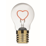 Ampoule LED avec filament en forme de cœur, fonctionnant avec piles couleur fuchsia fluorescent sixième vue