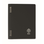 Cahier rechargeable A5 avec couverture en PU recyclé et pages lignées couleur noir vue principale