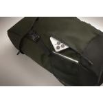 Sac à dos de sport en RPET 600D avec détails réfléchissants 15 L couleur vert foncé deuxième vue photographique