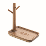 Plateau en bois d’acacia pour les petits objets du quotidien couleur bois vue avec zone d'impression