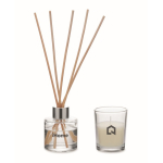 Set parfum vanille avec diffuseur de parfum et bougie en cire végétale couleur transparent vue principale