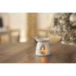 Set diffuseur d'arômes en céramique avec bougie et huile de vanille couleur blanc troisième vue d'ambiance