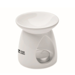 Set diffuseur d'arômes en céramique avec bougie et huile de vanille couleur blanc vue avec zone d'impression