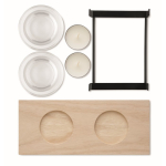 Bougeoir décoratif avec support en bois et en fer pour 2 bougies couleur bois