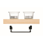 Bougeoir décoratif avec support en bois et en fer pour 2 bougies couleur bois cinquième vue