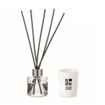 Coffret aromatique avec diffuseur de parfum et bougie en cire végétale couleur blanc vue avec zone d'impression