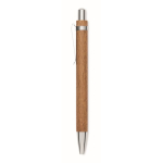 Stylo en bois d’acacia avec mécanisme à clic et encre bleue couleur bois troisième vue