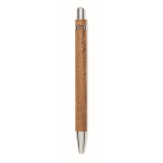 Stylo en bois d’acacia avec mécanisme à clic et encre bleue couleur bois quatrième vue