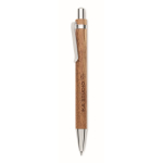 Stylo en bois d’acacia avec mécanisme à clic et encre bleue couleur bois vue principale