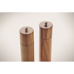 Set de moulins à sel et à poivre en bois d’acacia avec base couleur bois troisième vue photographique