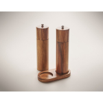 Set de moulins à sel et à poivre en bois d’acacia avec base couleur bois quatrième vue photographique