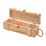 Caisse en bois renforcée avec poignée en corde pour bouteille de vin couleur bois deuxième vue