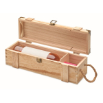 Caisse en bois renforcée avec poignée en corde pour bouteille de vin couleur bois troisième vue