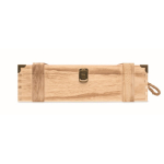 Caisse en bois renforcée avec poignée en corde pour bouteille de vin couleur bois neuvième vue