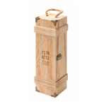 Caisse en bois renforcée avec poignée en corde pour bouteille de vin couleur bois vue avec zone d'impression