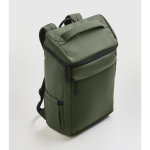 Sac à dos pour ordinateur en PU, doublure en RPET et compartiment 15'' couleur vert foncé vue photographique