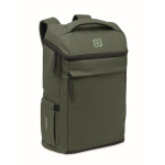 Sac à dos pour ordinateur en PU, doublure en RPET et compartiment 15'' couleur vert foncé deuxième vue principale