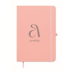 Carnet A5 à couverture rigide en similicuir recyclé, pages lignées couleur rose deuxième vue principale
