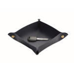 Vide-poche pliable en PU avec boutons-pression pour clés et objets couleur bleu marine deuxième vue