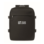 Sac à dos de voyage en polyester RPET avec compartiment pour PC 20 L couleur noir vue avec zone d'impression