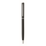 Stylo en aluminium recyclé avec clip chromé et encre bleue couleur noir troisième vue