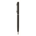 Stylo en aluminium recyclé avec clip chromé et encre bleue couleur noir quatrième vue