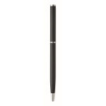 Stylo en aluminium recyclé avec clip chromé et encre bleue couleur noir cinquième vue